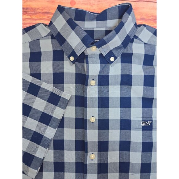 Vineyard Vines Mens Tucker Shirt Medium Blue Checkered 100% Cotton - Picture 4 of 7